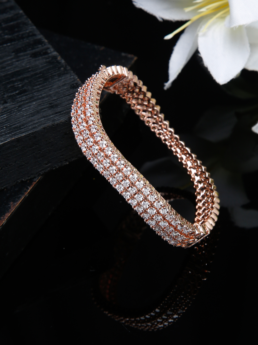YouBella Jewellery Celebrity Inspired Gold Plated American Diamond Bracelet for Girls and Women
